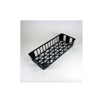 Musta tarjotin 10 ruukulle, koko 8 x 8 x 7 cm – myydään 3 kappaleen sarjoissa.
