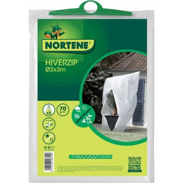 Talvisuojapeite valkoisella vetoketjulla 70 g/m² Ø 2 m x 3,20 m x 3 m