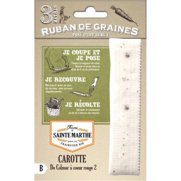 Porkkana Colmar Red Cored 2 luomu siemennauha - Ferme de Sainte Marthe